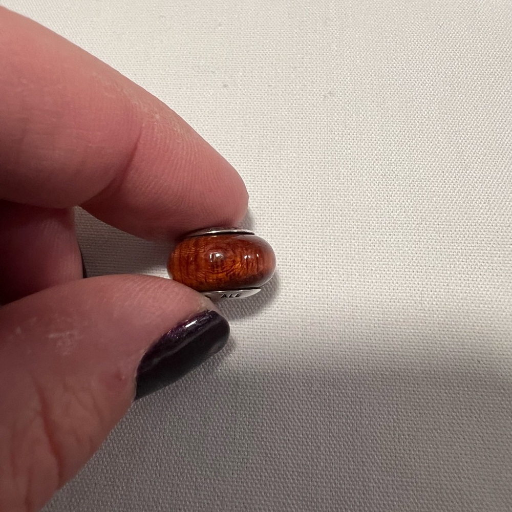 Pandora Brown Wood-Look Murano Glass Spacer Charm
